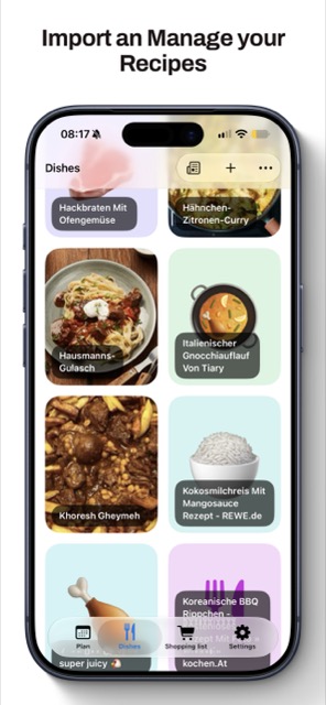 Meals recipe library on iPhone