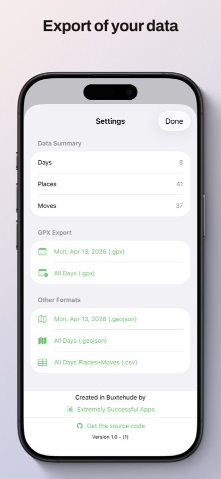 Moves map on iPhone