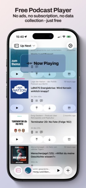 Up Next podcast queue on iPhone